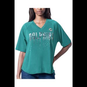 NFL Women's Sequin Top by Glll Dolphins - Regular